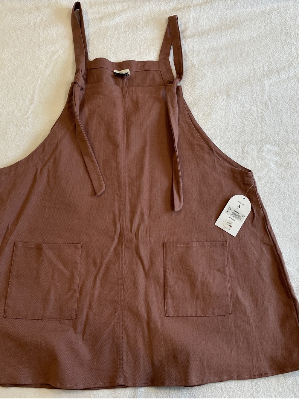 ARULA Mauve Pink Apron Pinafore Dress with Front Pockets - Picture 3 of 5